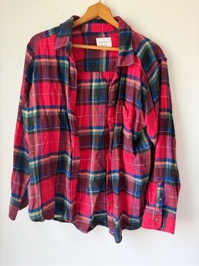 American Eagle Outfitters Boyfriend Red Plaid Flannel Shirt